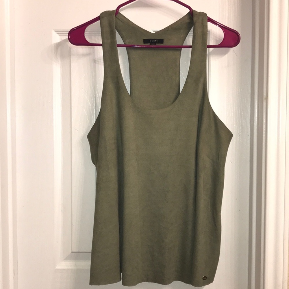 Guess Suede-Like Racer Back Flowing Tank
